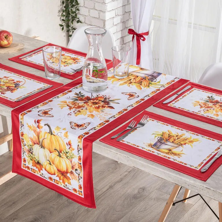 Set de 4 șervete și traversă de masă PUMPKINS