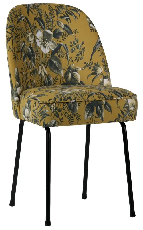 Set 2 scaune dining catifea galbena floral Vogue