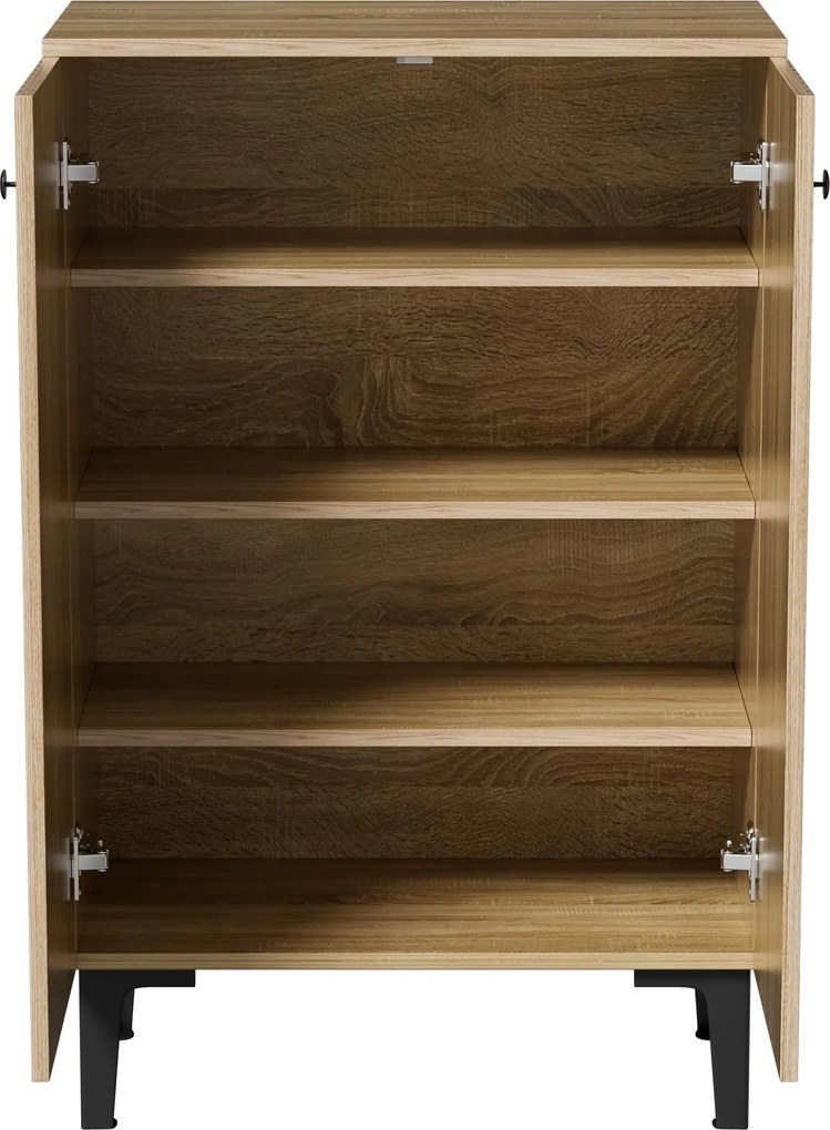 Dulap modern pentru pantofi, cu mult spațiu de depozitare, uși și mai multe rafturi, 60x32x94 cm, Culoare naturală