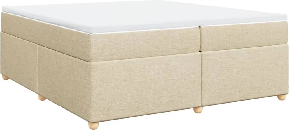 vidaXL Pat box spring cu saltea, crem, 200x200 cm, textil