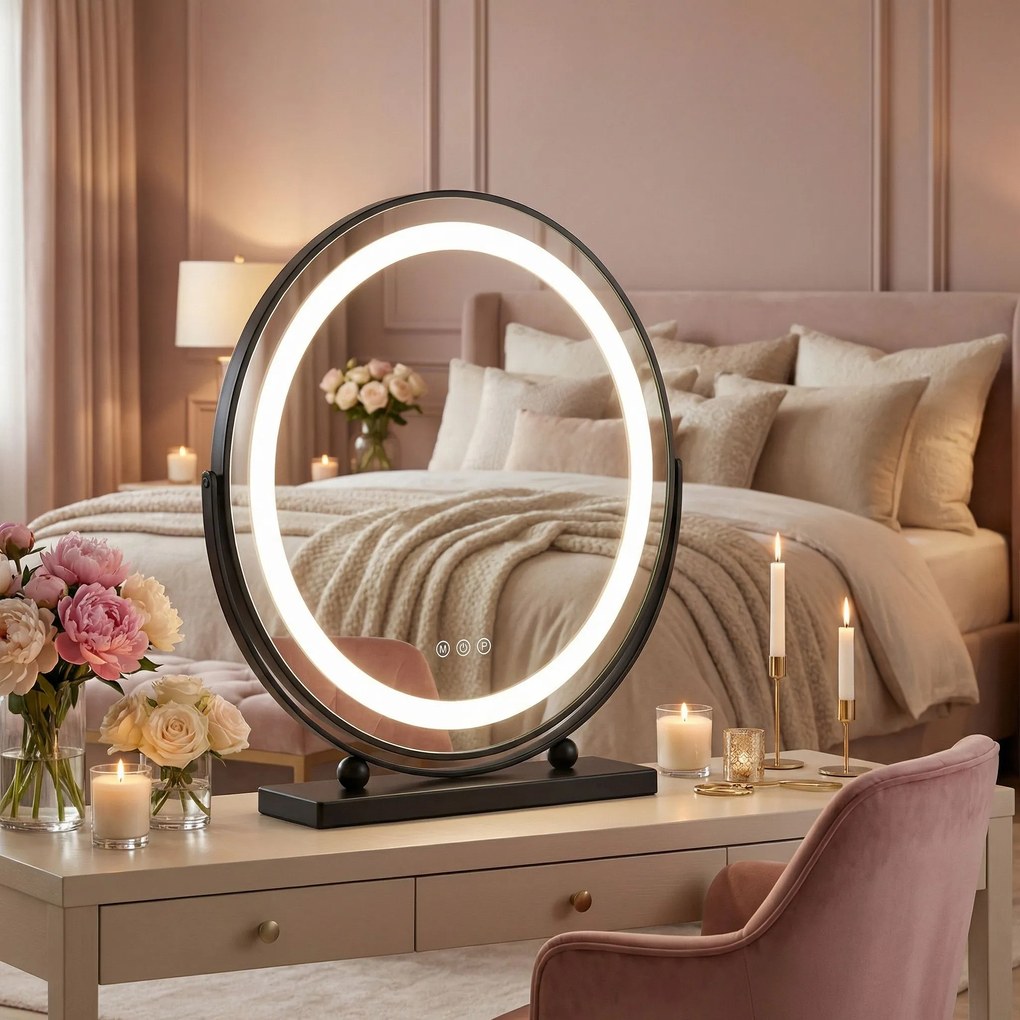 Oglindă LED MAKE-UP Black 40 cm