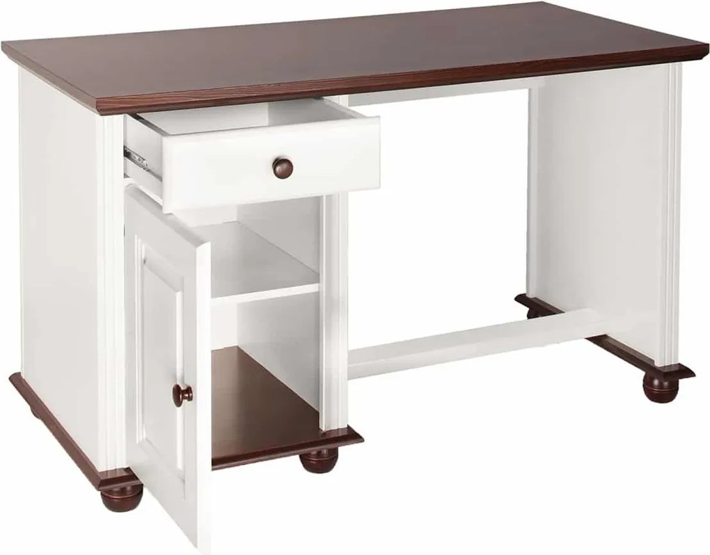 Birou lemn masiv alb Arlo 120x60cm /Maro