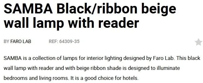 Aplica moderna design elegant SAMBA reader LED negru/bej