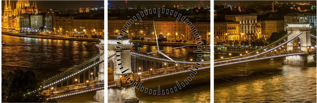 Tablou orașului nocturn (cu ceas) (90x30 cm)