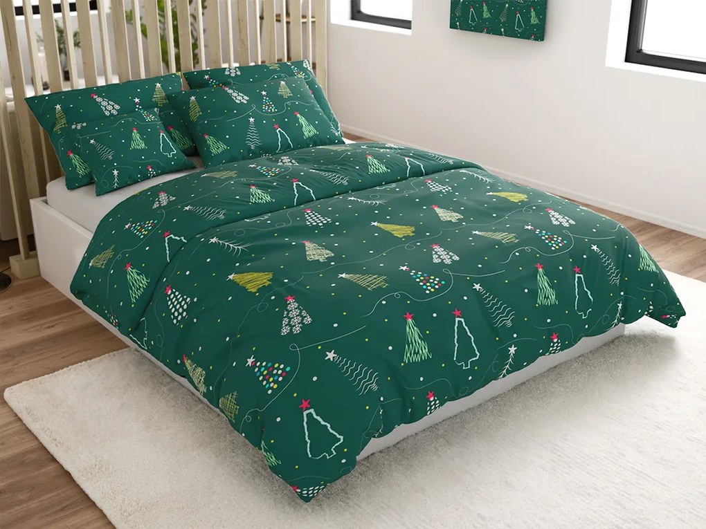 Lenjerie de pat din microfibra CHRISTMAS DRIFT verde Dimensiune lenjerie de pat: 2 buc 70 x 90 cm | 200 x 220 cm