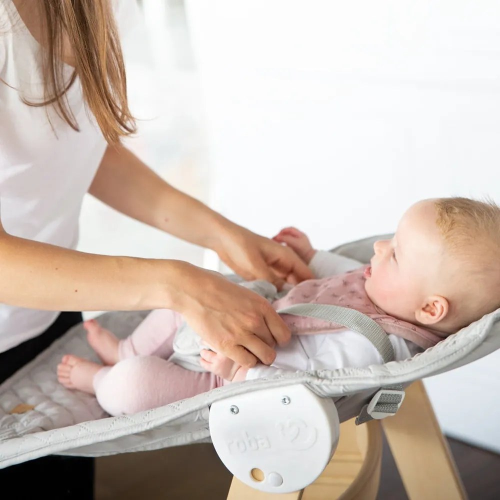 Scaun de masă pentru bebe gri deschis/în culoare naturală Style Born Up 2in1 – Roba