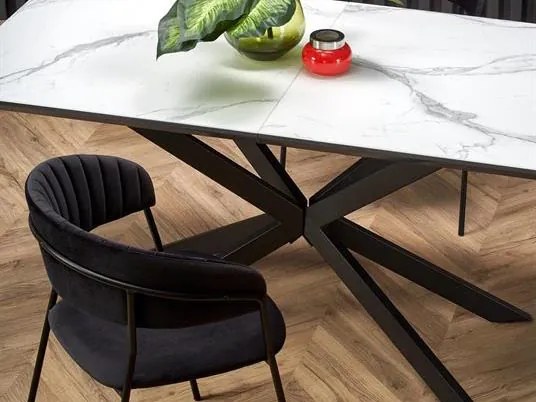 Masă de sufragerie extensibilă 160-200 cm Delma (marmură alb + negru + gri) (pentru 6 8 persoane). 1048919