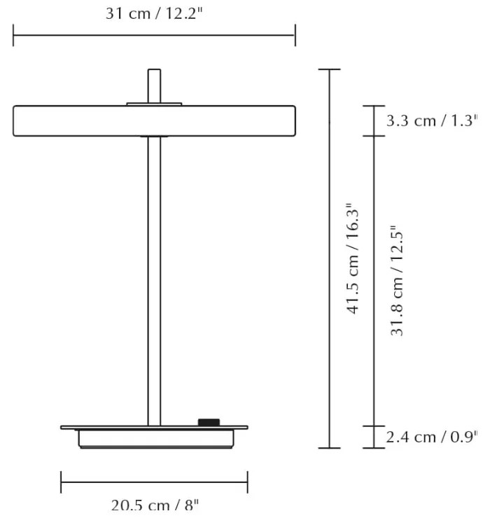 Veioză neagră LED cu intensitate reglabilă din metal cu abajur din metal (înălțime 41,5 cm) Asteria Table – UMAGE