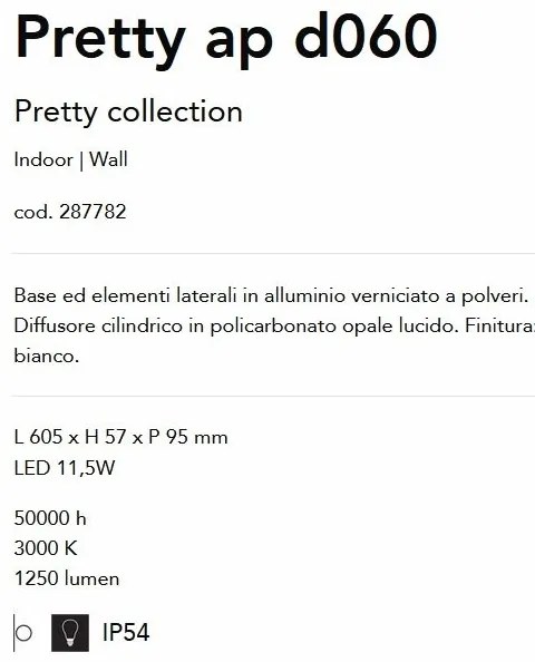 Aplica LED pentru baie IP54 Pretty ap d060 alba