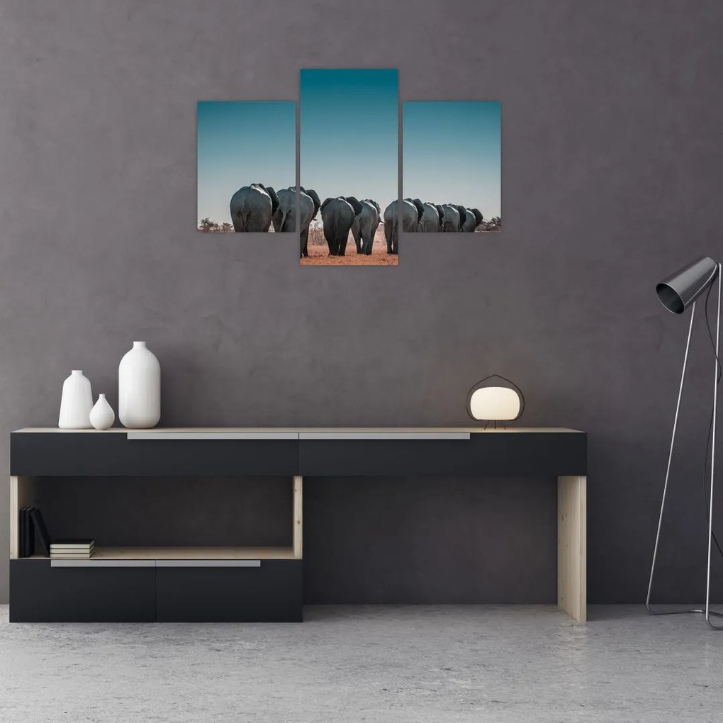 Tablou - Plecarea elefanților (90x60 cm)