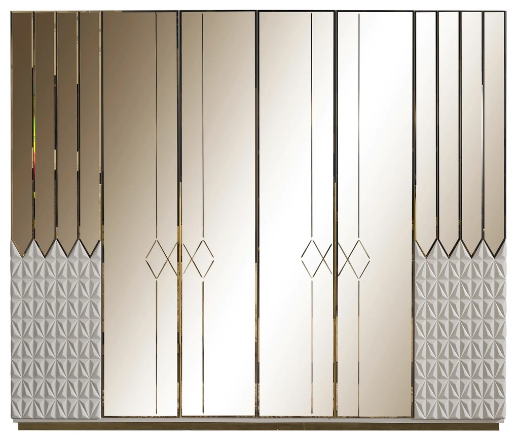 Set dormitor complet - premium lav - alb cu auriu