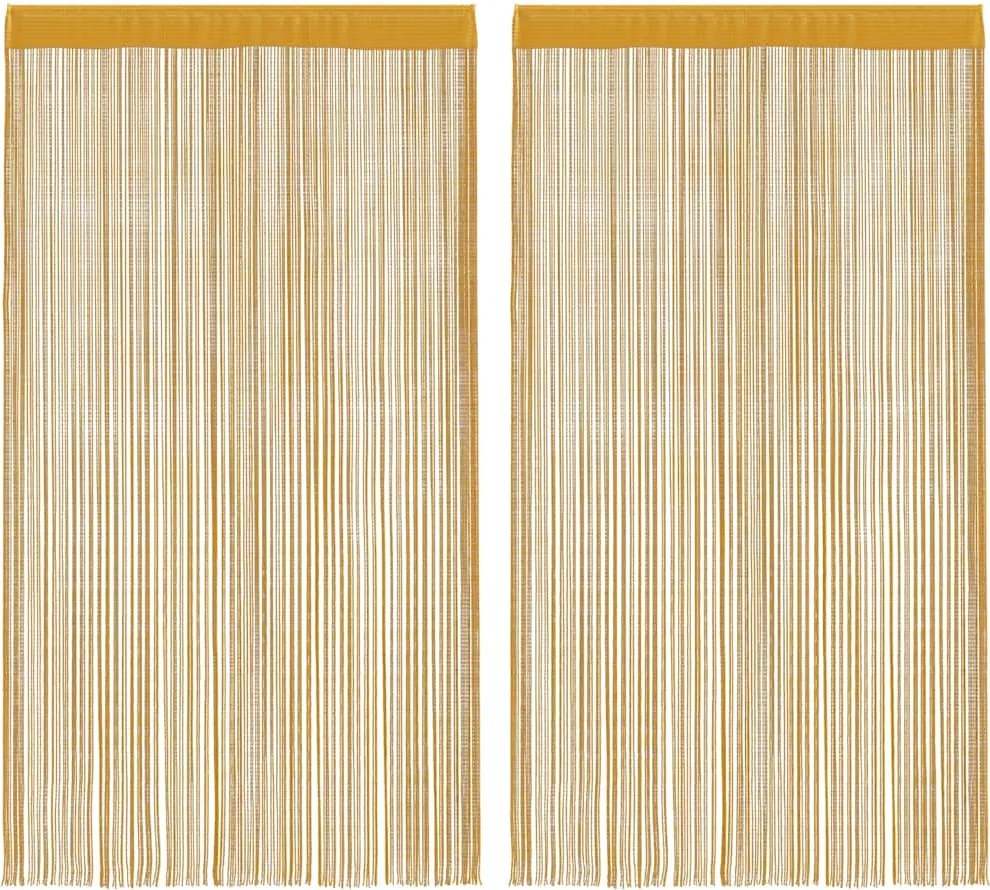 vidaXL Perdele șir 2 buc Aur 100x250 cm