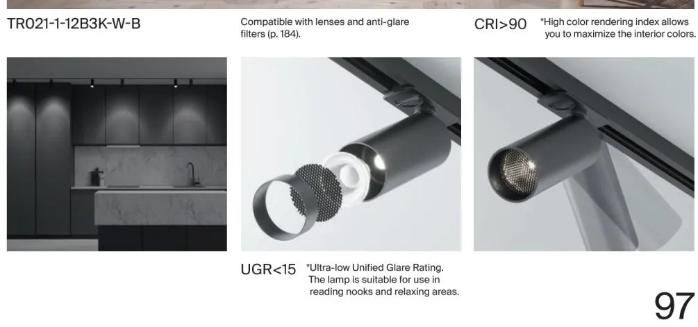 Spot LED, accesoriu pentru sinele monofazate Unity, Focus Zoom negru