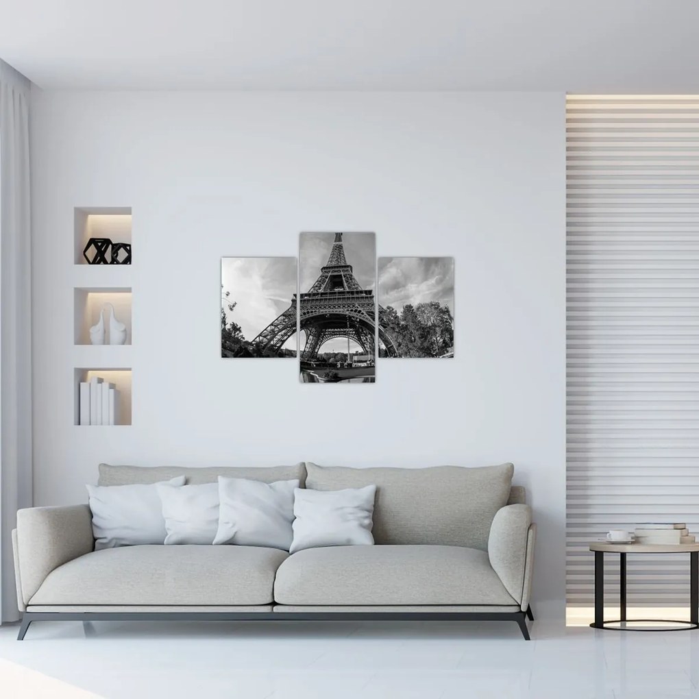 Tablou - Turnul Eiffel, alb-negru (90x60 cm)