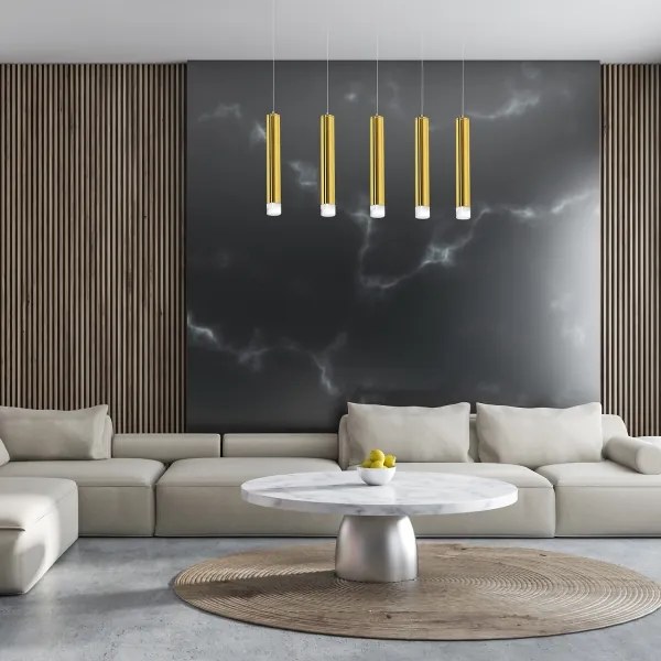 Lustră LED pe cablu GOLDIE 5xLED/25W/230V aurie