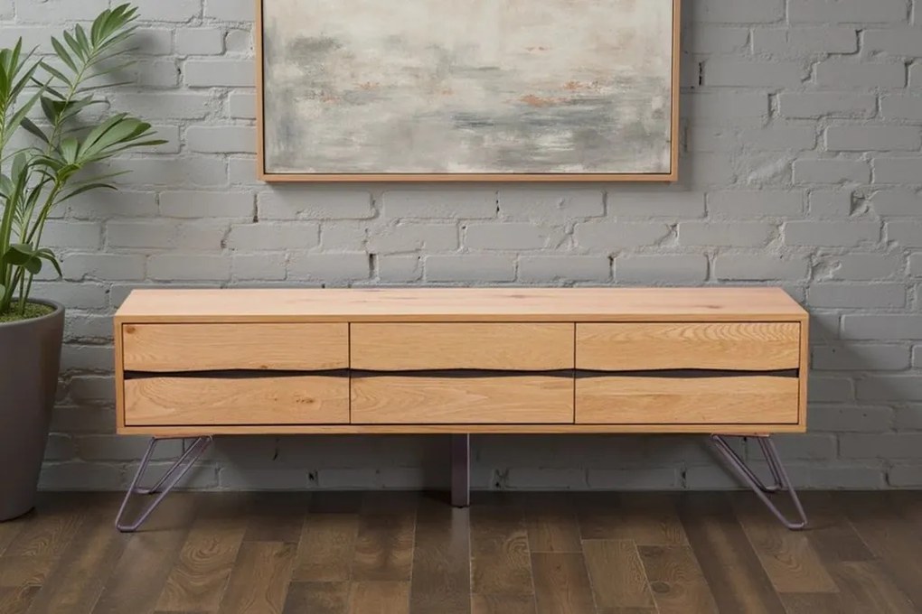 Comoda TV design industrial LIVING EDGE 160cm, stejar salbatic