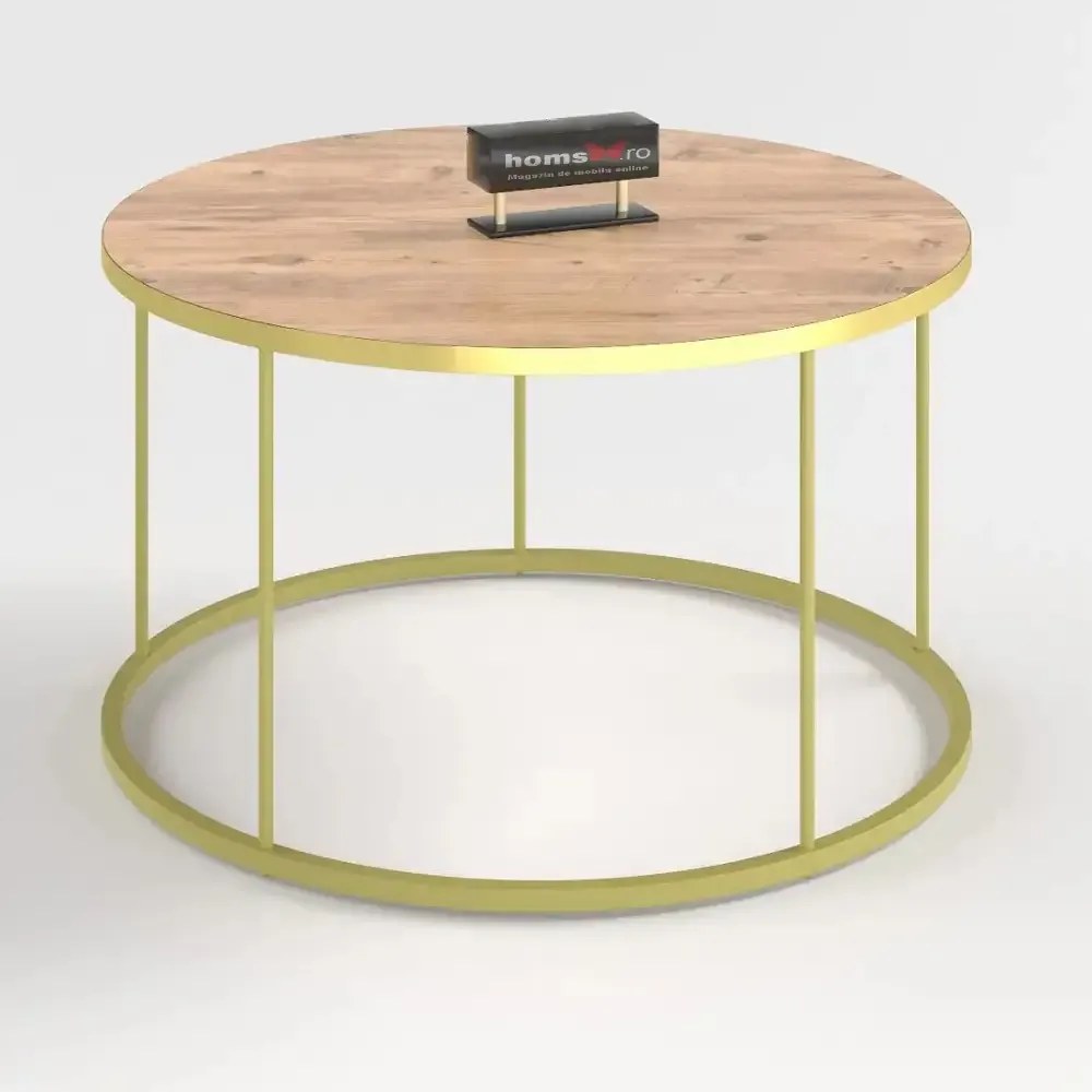 Masuta de cafea Vicenta Homs, nuc si auriu, seria 440, 70 cm