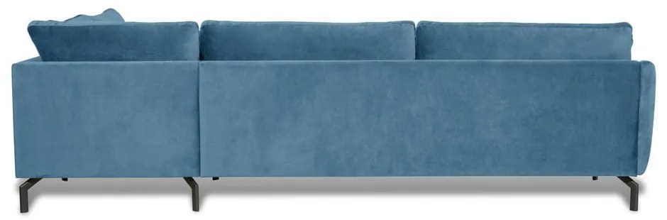 Colțar albastru din catifea (cu șezlong pe partea dreaptă) Magic - Scandic