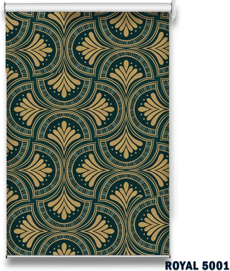 Roletă textilă Royal 5001 verde cu model auriu elegant
