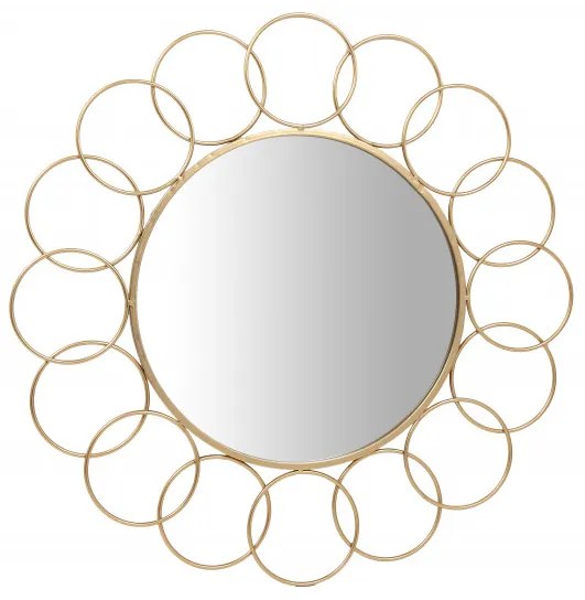 Oglinda rotunda cu rama din metal aurie Creolo, aproximativ 2cm (L / D) x 80cm (W) x 80cm (H)