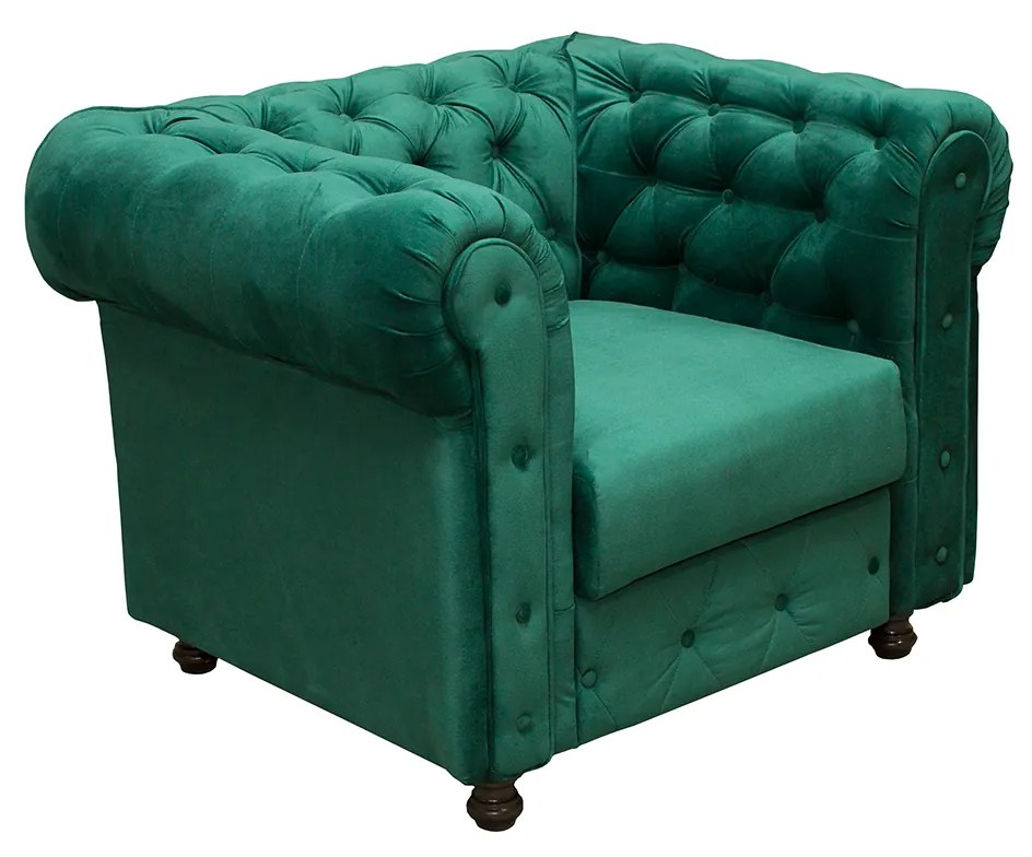 Fotoliu CHESTERFIELD cu arcuri, verde, 105x90x80 cm