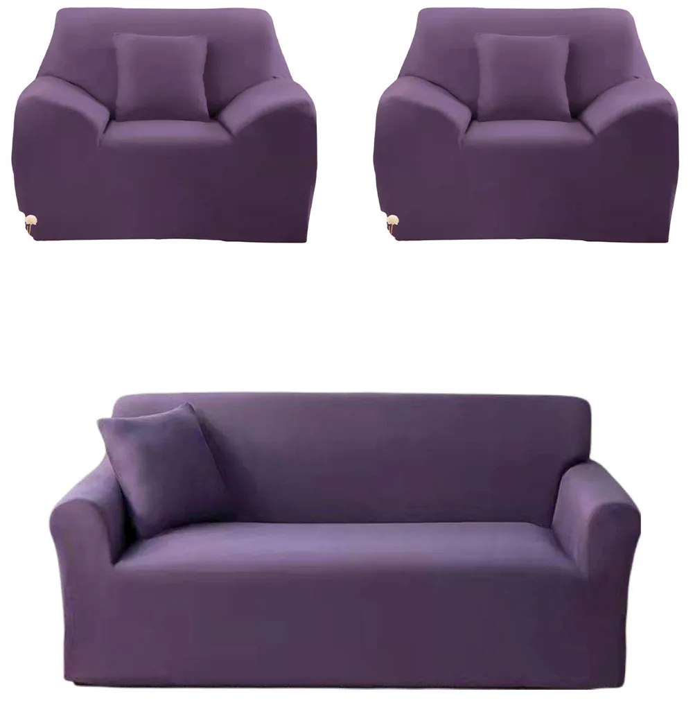 Set huse elastice pentru canapea 3 locuri si 2 fotolii, lila, HES-01LL