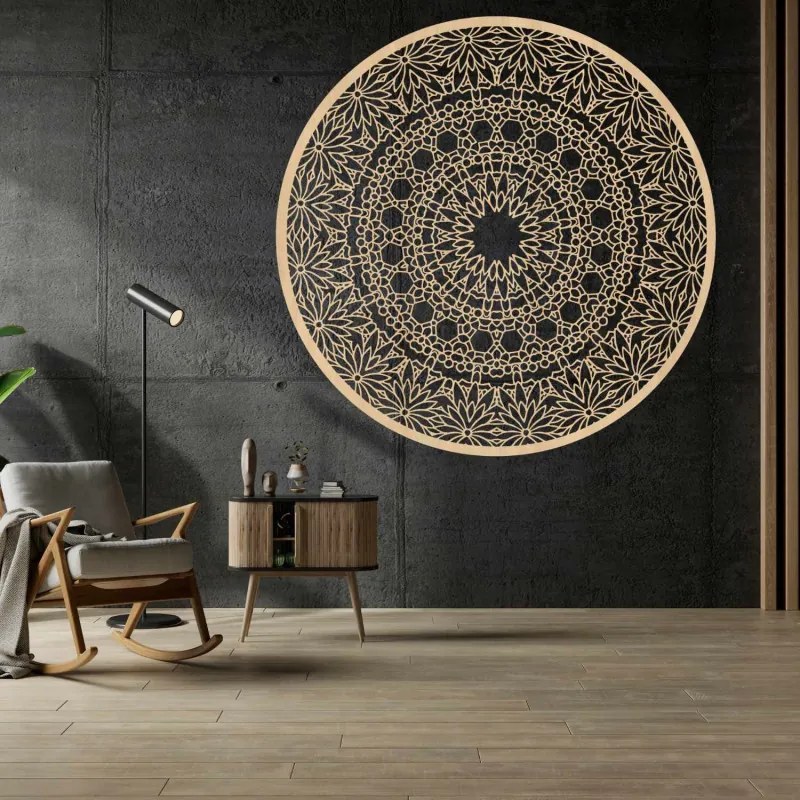 SENTOP | Mandala luxoasă din lemn pe perete, decorațiune interioară 3D | HELA