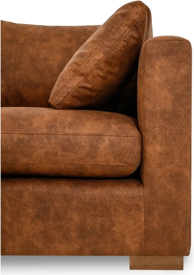 Colțar maro coniac cu tapițerie din imitație de piele (cu colț pe partea stângă ) Hamburg – Scandic