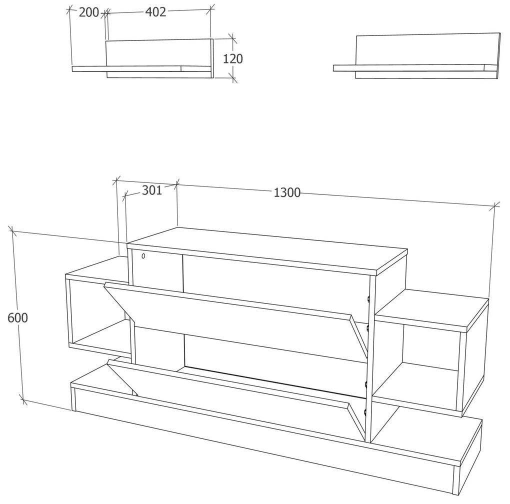 Comoda TV haaus Mauritius, Stejar Sonoma/Alb, 130 x 30 x 60 cm