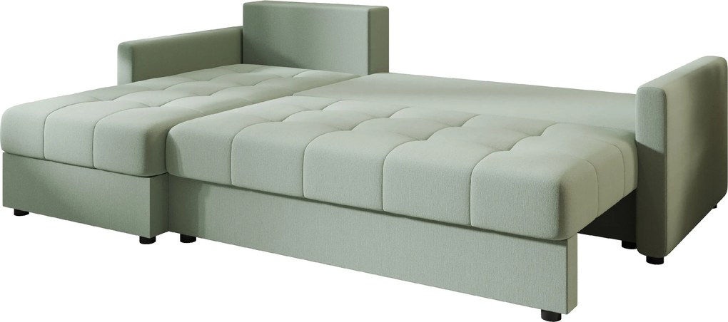 Canapea extensibila in forma de L reversibila VENORIA 220x143 cm, verde deschis + 2 perne GRATUIT