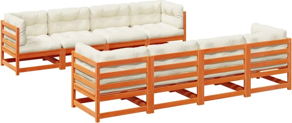 vidaXL Set mobilier de grădină cu perne, 9 piese, lemn masiv de pin