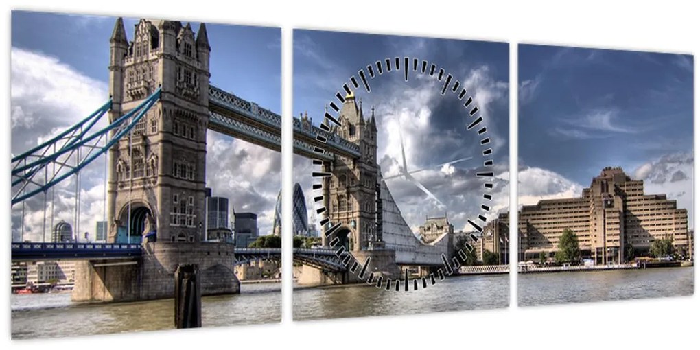 Tablou - Tower Bridge din Londra (cu ceas) (90x30 cm)