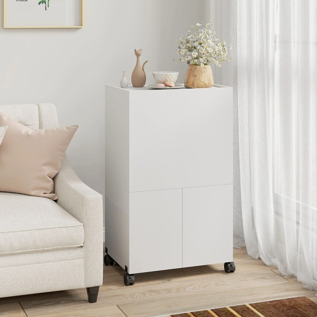 HOMCOM Dulap Masă de Călcat Pliabil cu Roți și Suport pentru Fier de Călcat, Dulap de Călcat Multifuncțional cu Rafturi, Compartiment Deschis, pentru Spălătorie, Baie, 154x55x87 cm, Alb | Aosom Romania