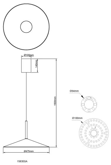 Globo 15635SA - Lustra suspendată pe cablu LAMPONE, LED 18W/230V, 4000K, crem