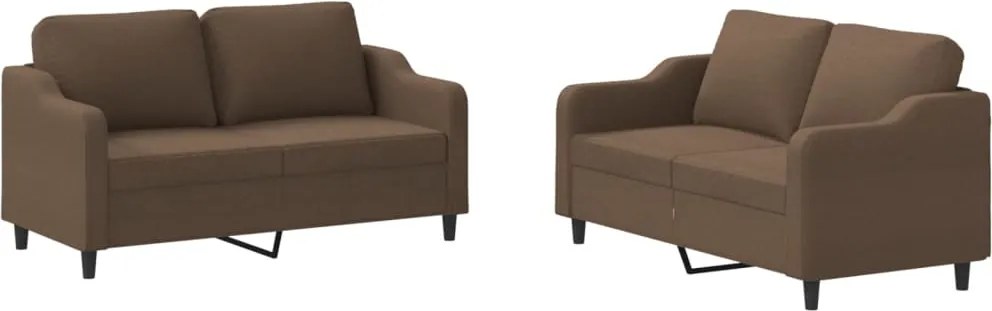 vidaXL Set de canapele cu perne, 2 piese, maro, textil