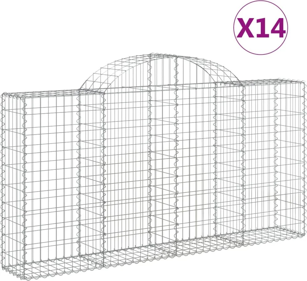 vidaXL Coșuri gabion arcuite 14 buc, 200x30x100/120 cm fier galvanizat