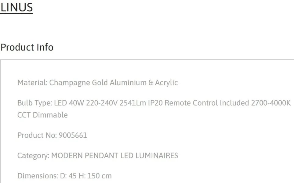 Lustra LED suspendata dimabila cu telecomanda LINUS D-45cm