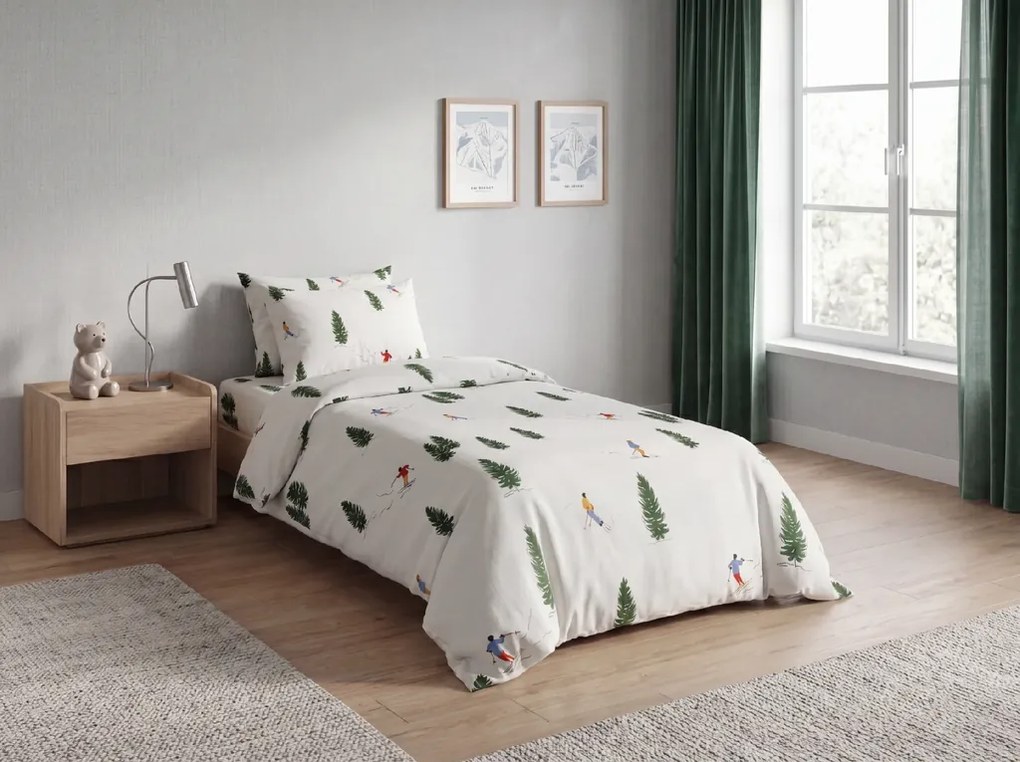 Lenjerie de pat din flanel SKIORA bej Dimensiune lenjerie de pat: 2 buc 70 x 90 cm | 200 x 220 cm