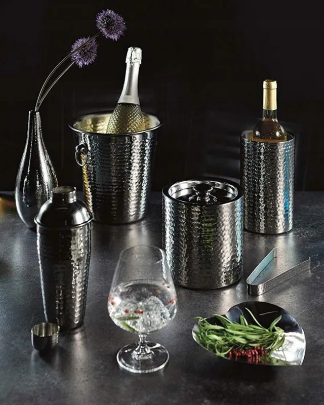 Frapiera pentru gheata Kinghoff KH 1503, 1,5 L, Exterior reliefat, Pereti dubli, Maner, Otel inoxidabil