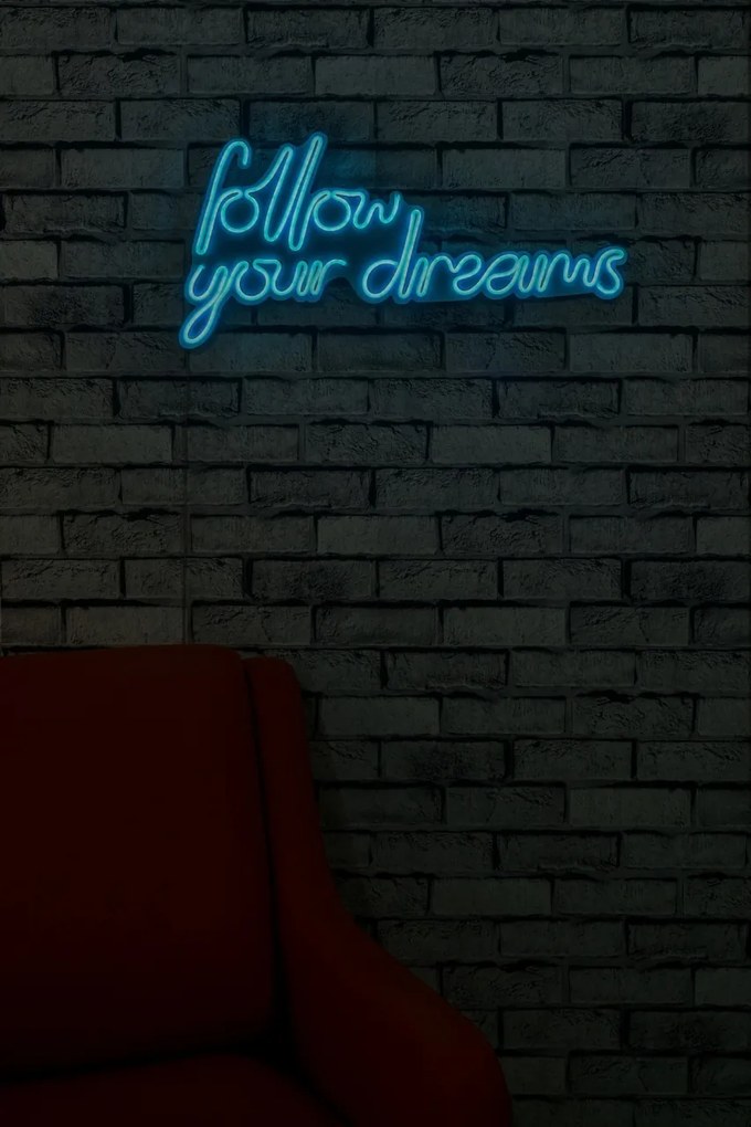 Decoratiune luminoasa LED de perete Follow Your Dreams Albastru 60x32x2 cm