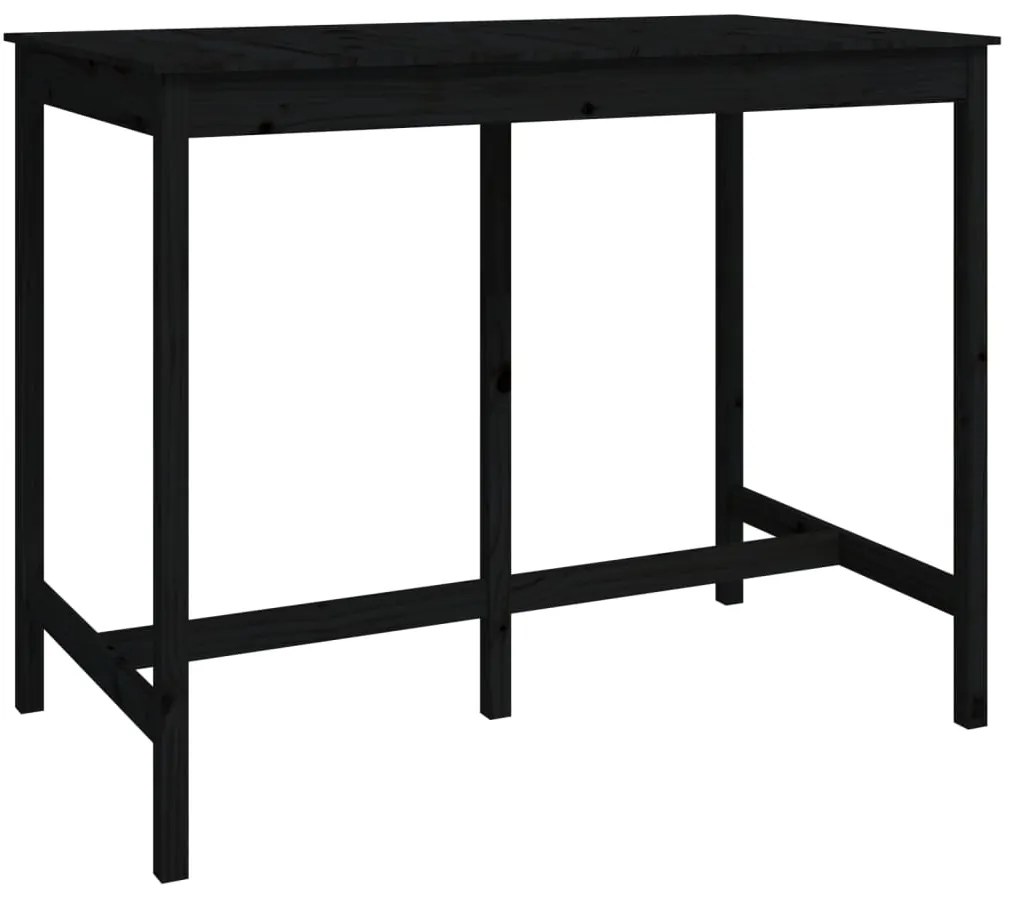 Set mobilier de bar, 7 piese, negru, lemn masiv de pin