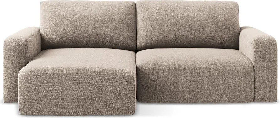 Colțar bej extensibil/cu spațiu de depozitare cu tapițerie din chenille (cu colț pe partea stângă/cu șezlong) Kona – Makamii