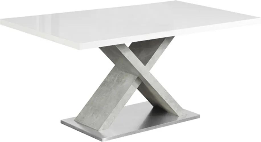 Masă dining, alb HG extra lucios/beton, FARNEL