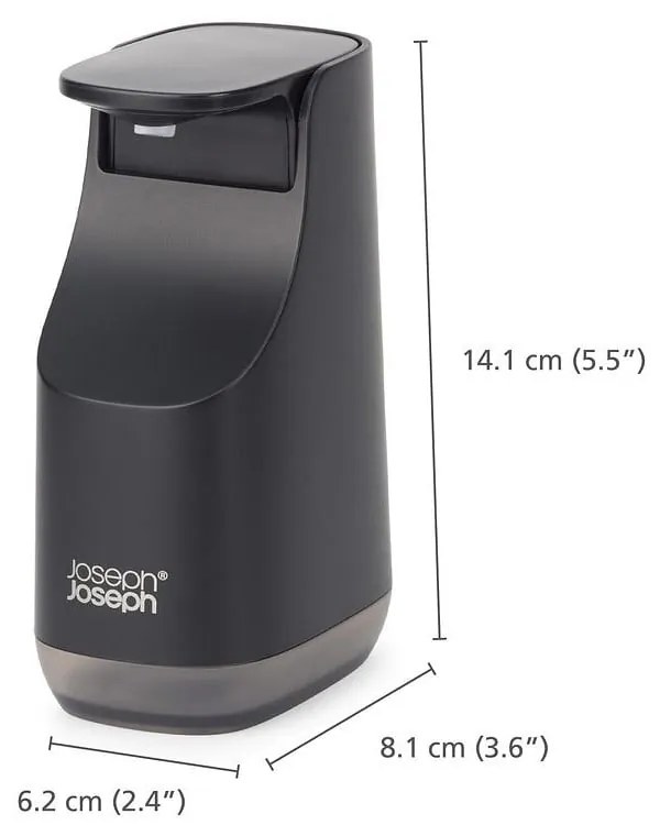Dozator de săpun lichid negru din plastic 350 ml Slim – Joseph Joseph