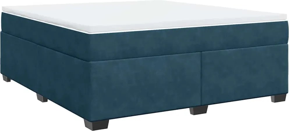 vidaXL Pat box spring cu saltea, albastru închis, 180x200 cm, catifea