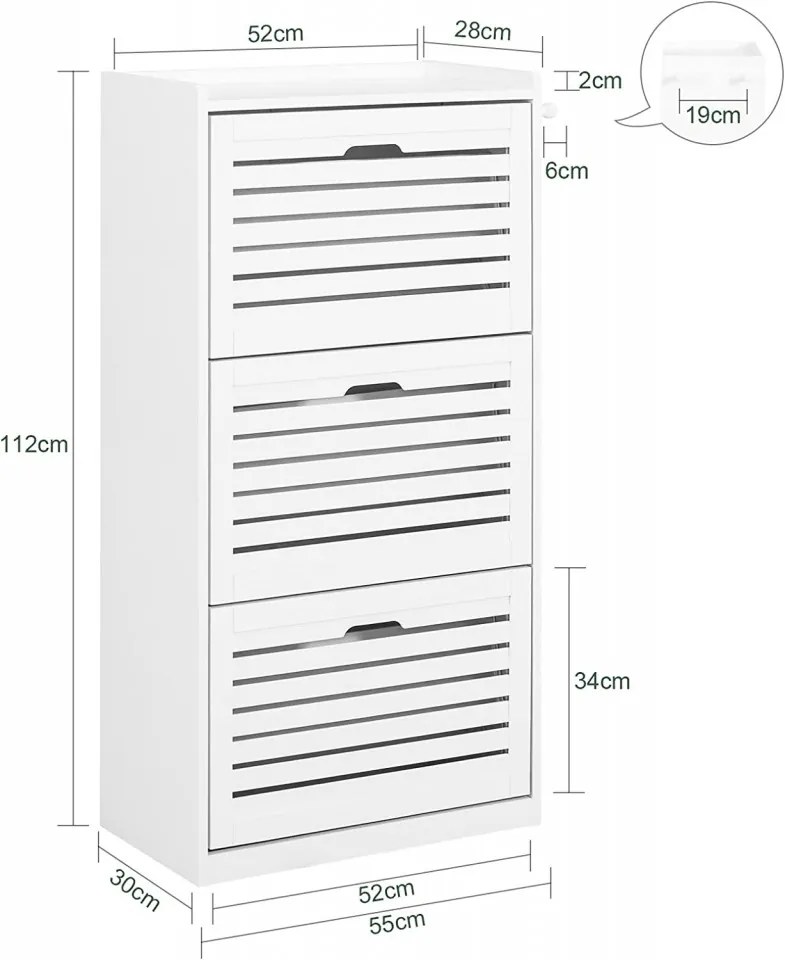 PANA4 - Pantofar 55 cm, pantofare, depozitare pantofi, mobilier hol - Alb