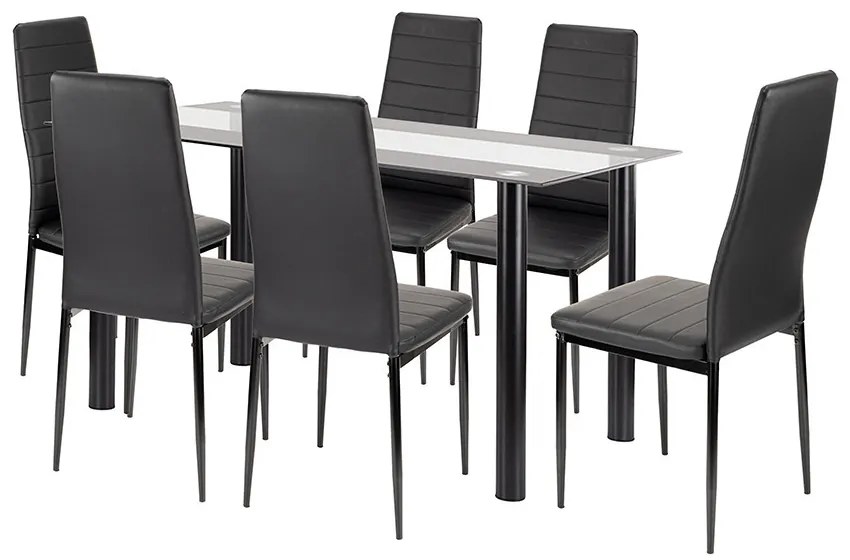 Norman 6+1 set de luat masa negru