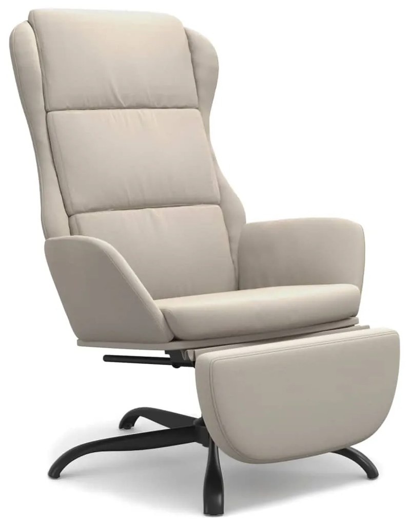 3097930 vidaXL Scaun de relaxare cu taburet, crem, microfibră