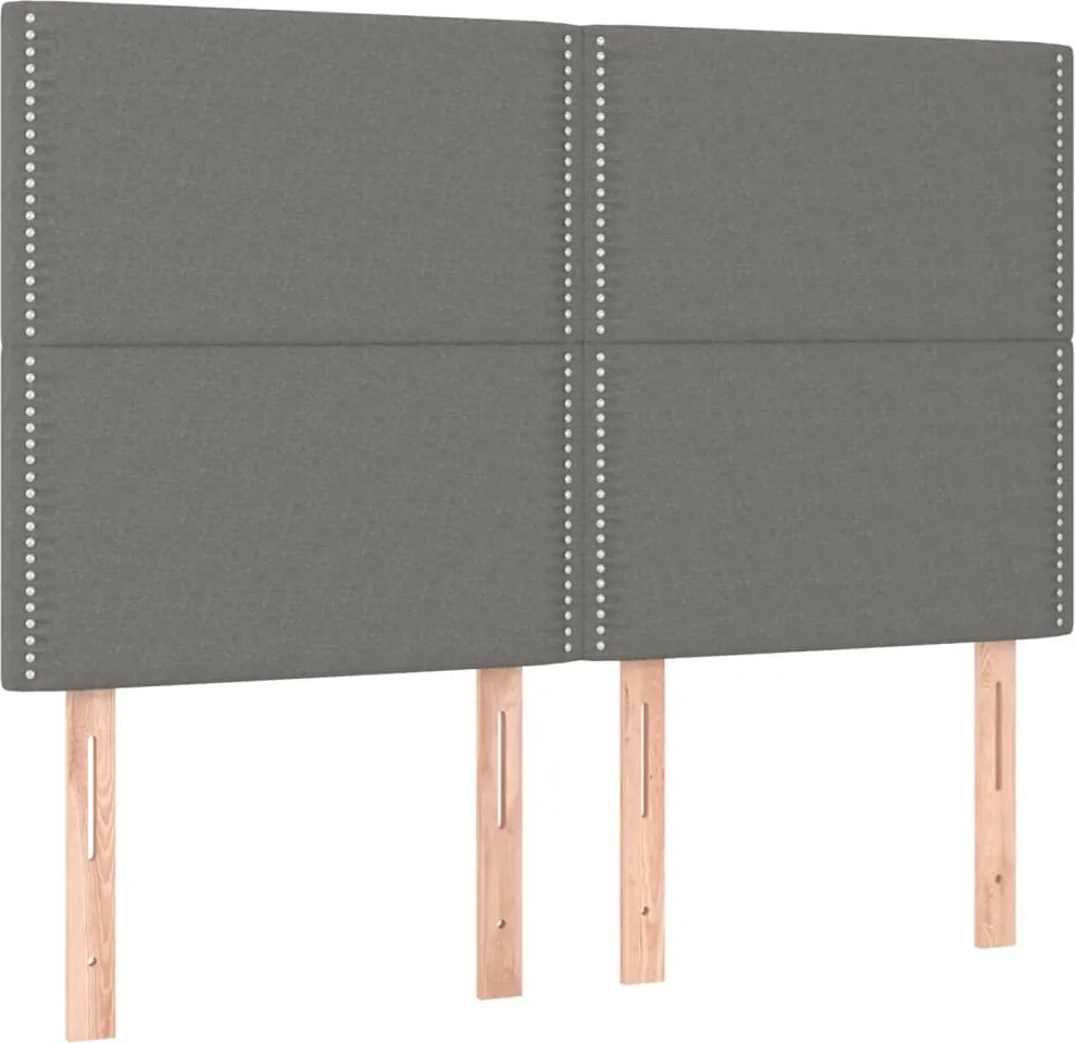 vidaXL Tăblie de pat gri închis 144x5x118/128 cm, material textil