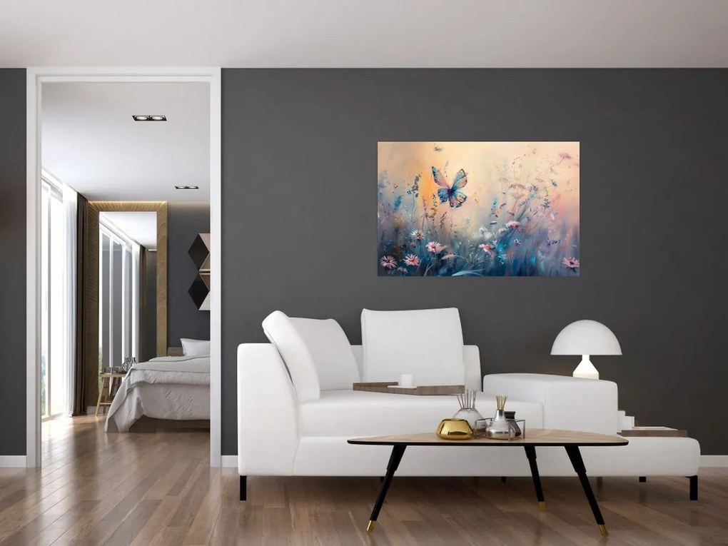 Tablou - Pajiște cu Fluture II (90x60 cm)